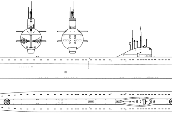Подводная лодка СССР Project 627A Kit November class SSN Submarine] - чертежи, габариты, рисунки